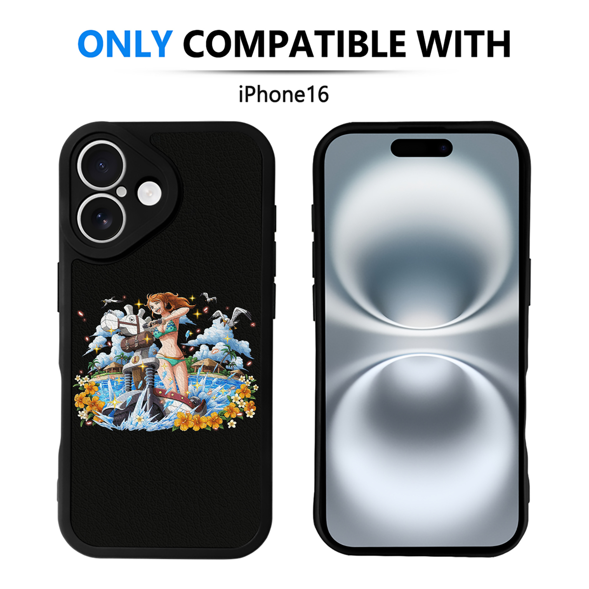 （画像用） ワンピース ナミ ONE PIECE Nami 【iPhone 16シリーズ対応】シリコンスマホケース（レザー調） 材質：シリコン